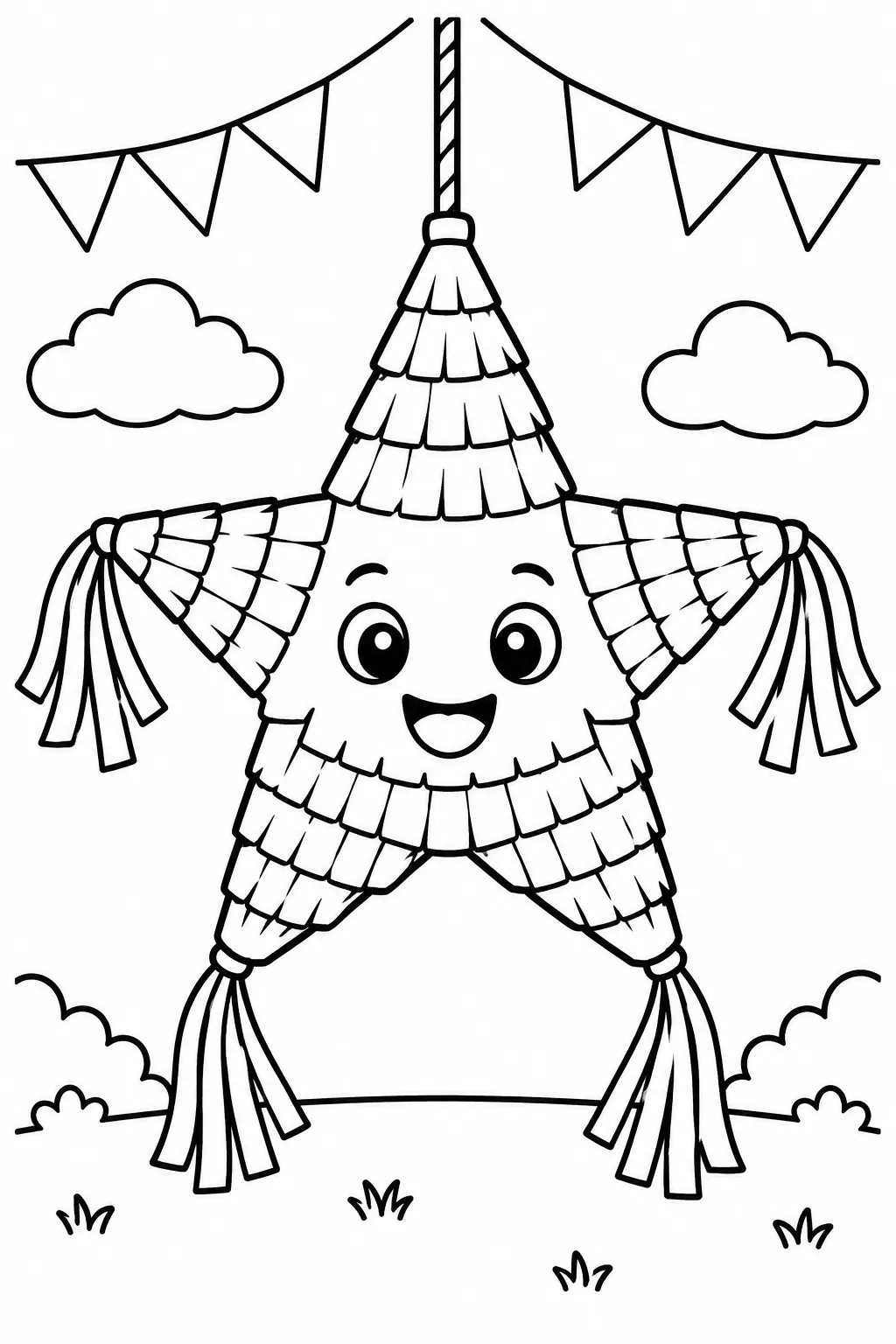 A pinata shaped like a star coloring page