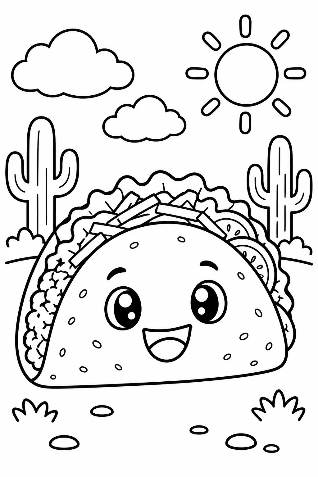 A happy taco coloring page