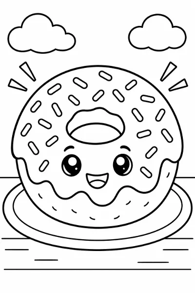 A donut with frosting coloring page