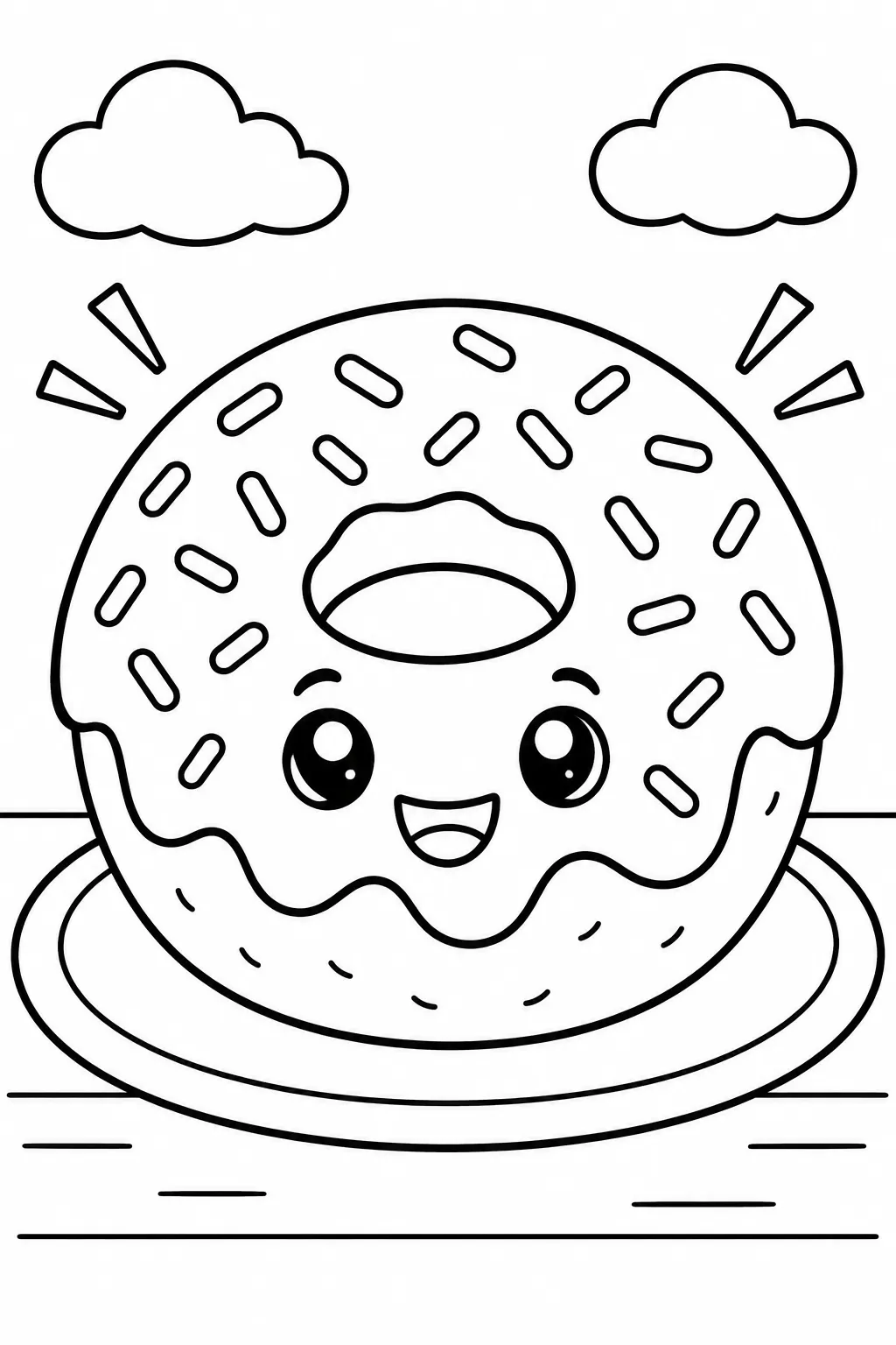 A donut with frosting coloring page