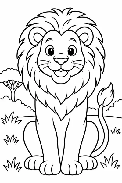 A lion with a big fluffy mane coloring page