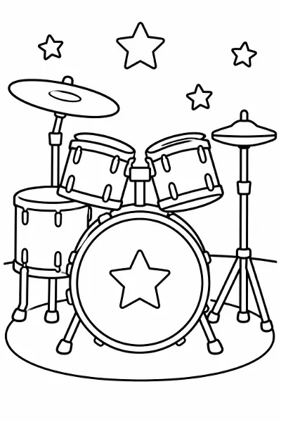 A drum set coloring page