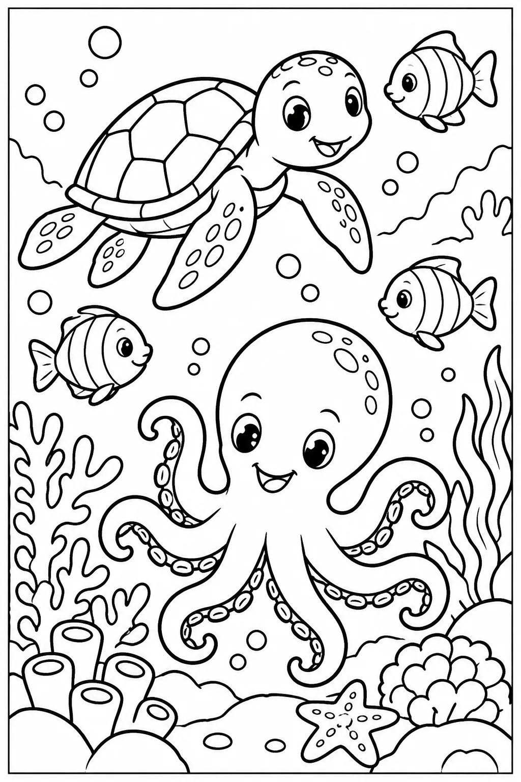 Ocean animals coloring page