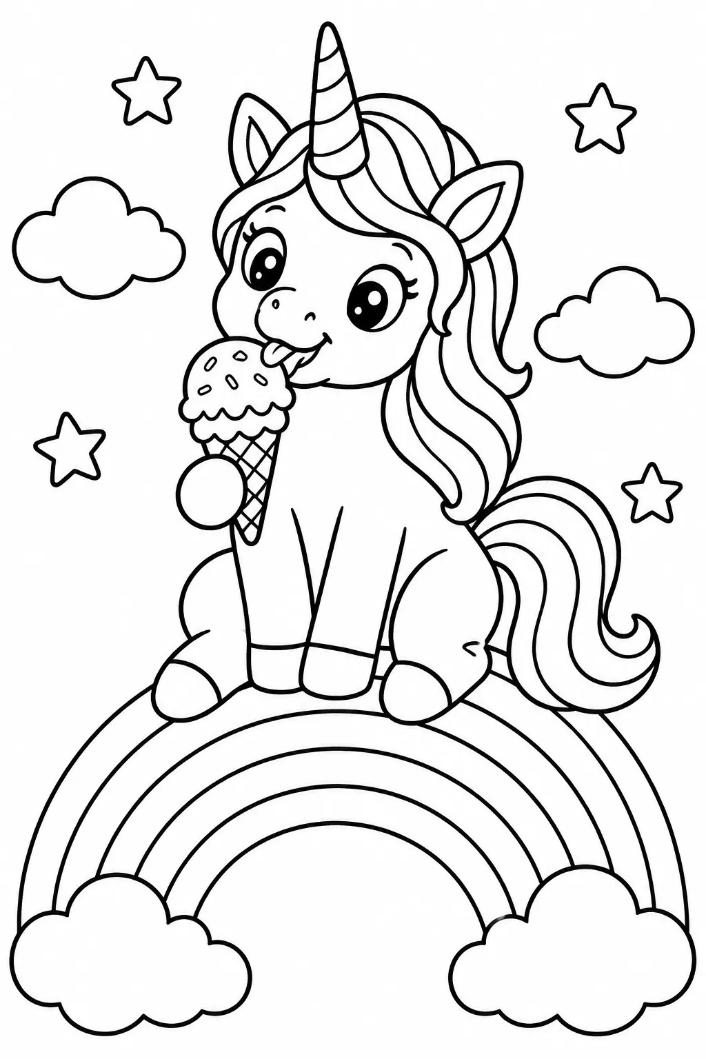 Unicorns coloring page